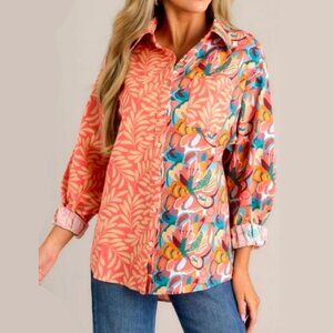 Aura Oversized Button Front Top